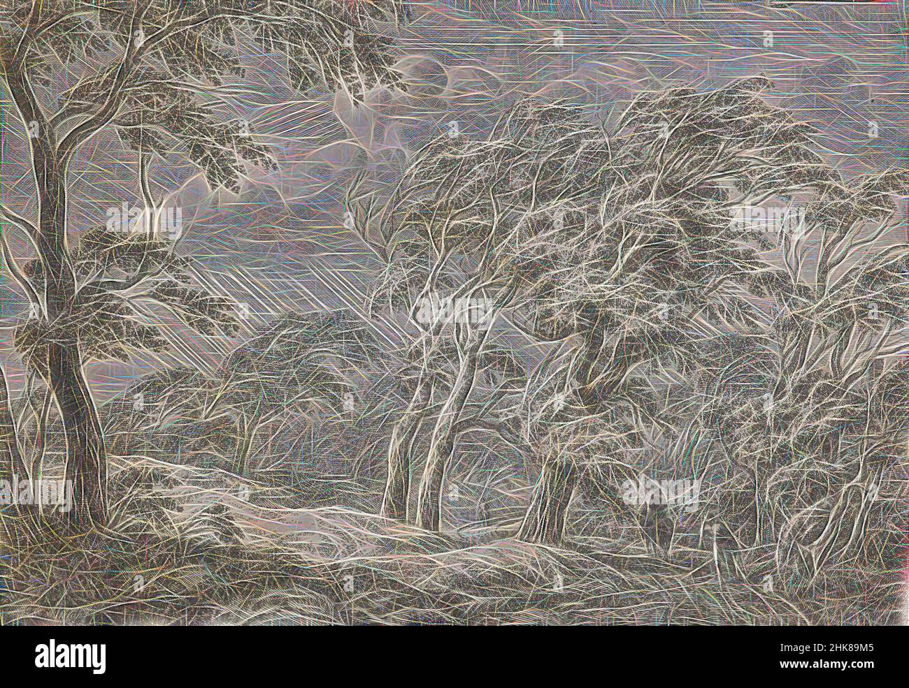 Inspiré par le paysage avec vent et pluie., Franciscus Milatz, artiste, 1784-1808, pays-Bas, Gravure, Franciscus Andreas Milatz (1763-1808) est un peintre paysagiste et urbain, dessinateur et graveur qui a passé la plus grande partie de sa vie à Haarlem. Avec son Hermanus Fock proche de l'époque contemporaine - qui est, repensé par Artotop. L'art classique réinventé avec une touche moderne. Conception de lumière chaleureuse et gaie, de luminosité et de rayonnement de lumière. La photographie s'inspire du surréalisme et du futurisme, embrassant l'énergie dynamique de la technologie moderne, du mouvement, de la vitesse et révolutionne la culture Banque D'Images