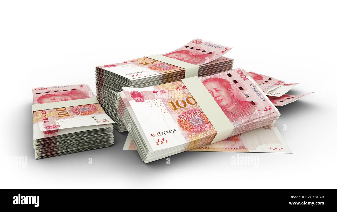 3D pile de notes Yuan chinoises Banque D'Images