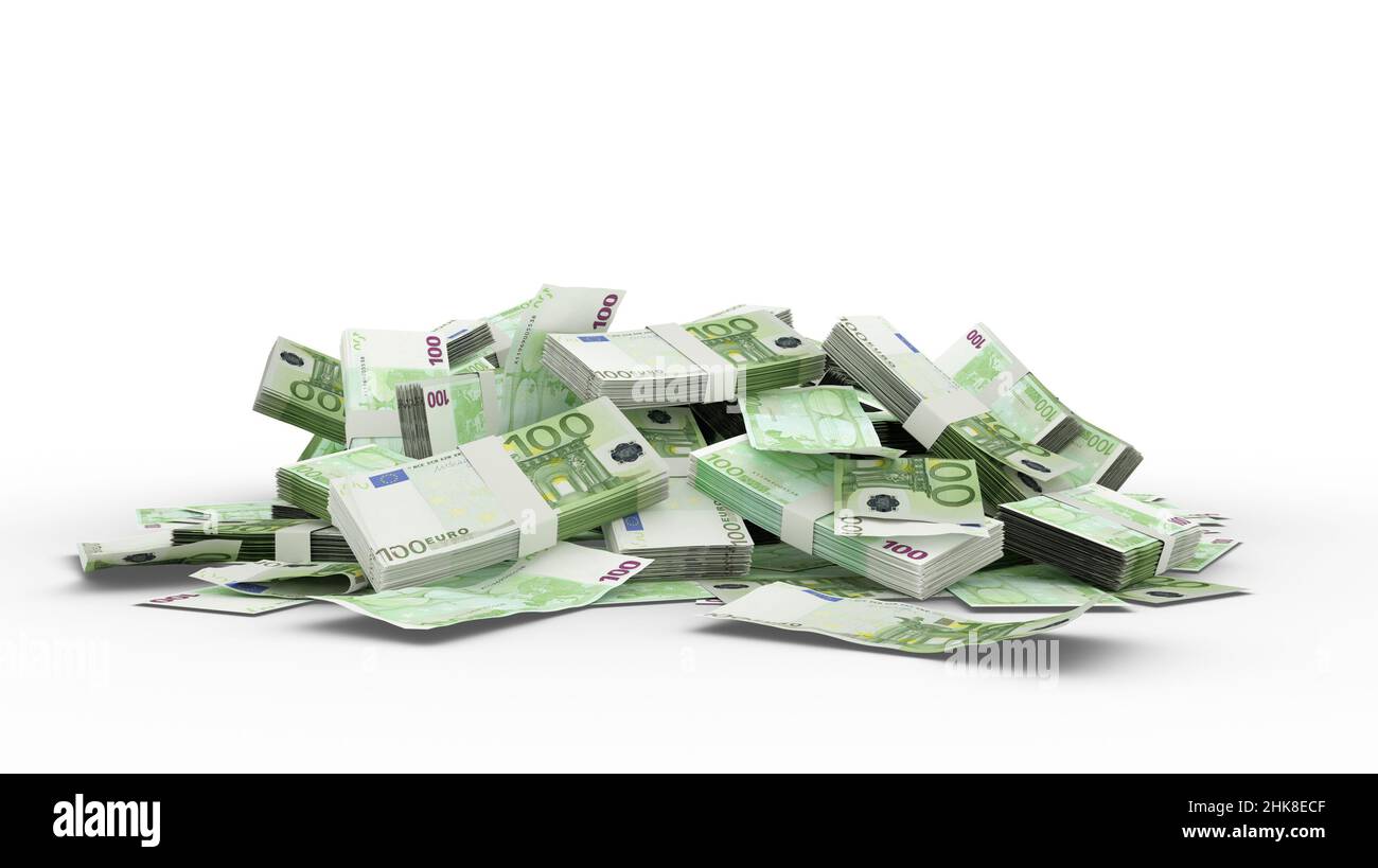 3D pile de billets de 100 euros Banque D'Images