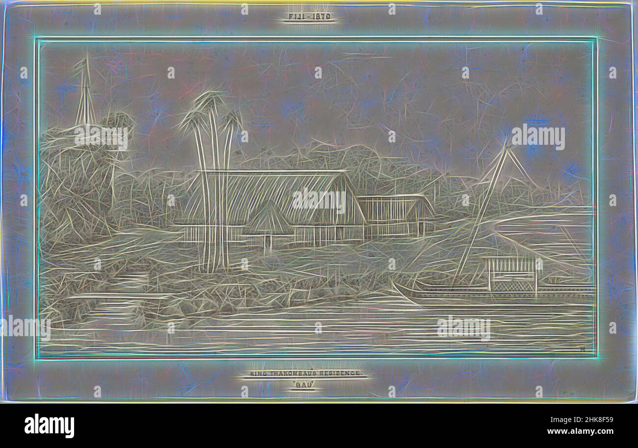 Inspiré par la résidence du roi Thakombua, Bau, Fidji., Unknown, 1870, Repensé par Artotop. L'art classique réinventé avec une touche moderne. Conception de lumière chaleureuse et gaie, de luminosité et de rayonnement de lumière. La photographie s'inspire du surréalisme et du futurisme, embrassant l'énergie dynamique de la technologie moderne, du mouvement, de la vitesse et révolutionne la culture Banque D'Images