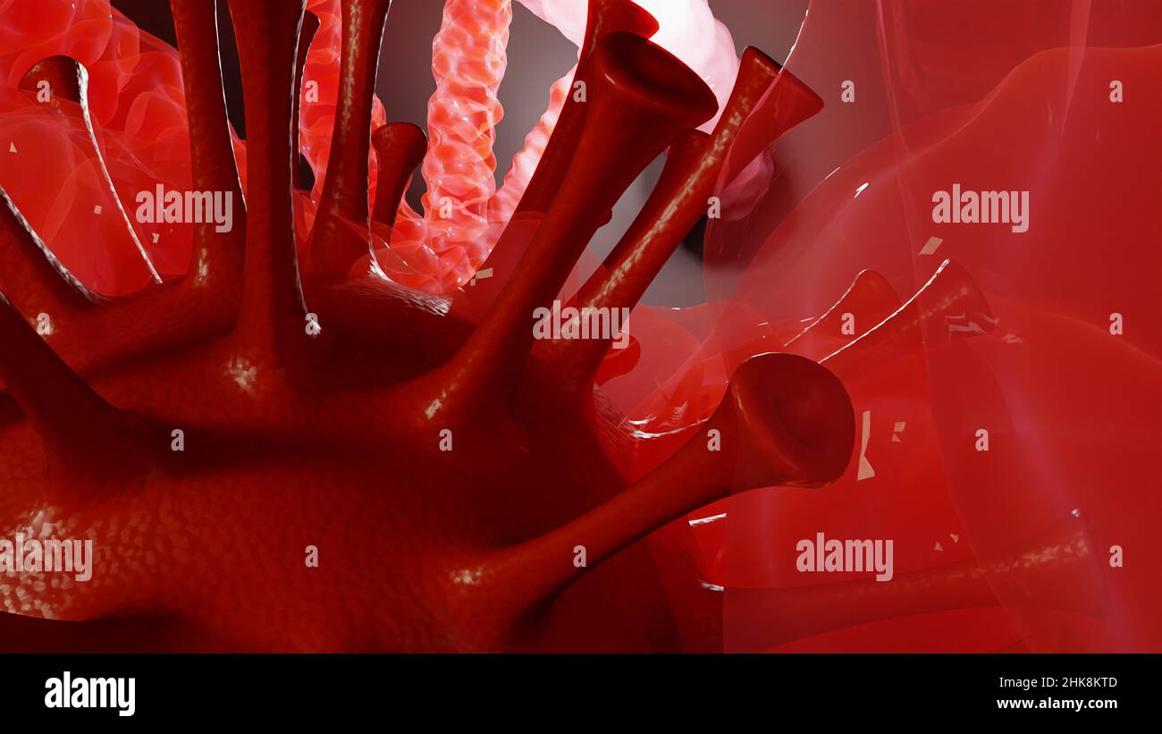 Coronavirus attaquant l'ADN sanguin, virus de l'infection corona de la fumée Banque D'Images