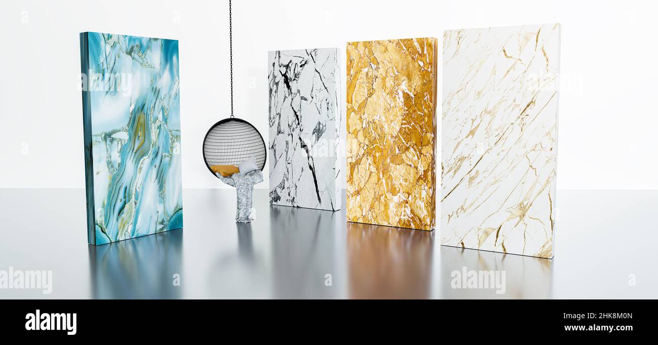 cuisine moderne, plaques de comptoir, comptoirs en granit et marbre pour le carrelage de la salle de bains Banque D'Images