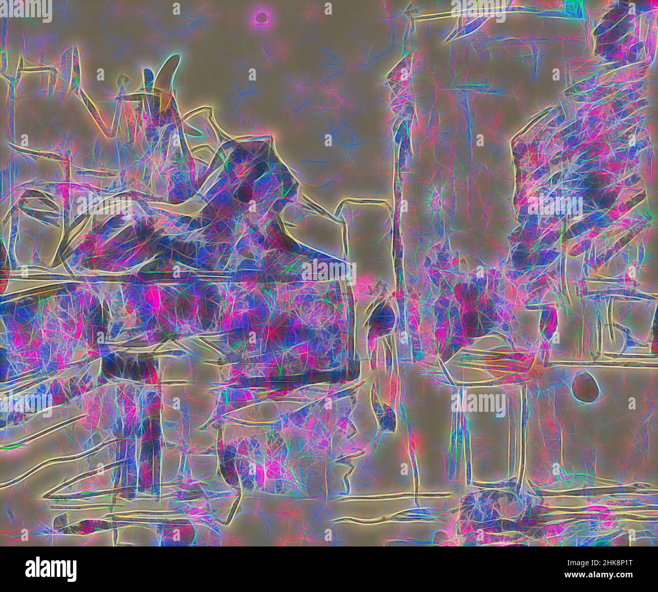 Inspiré par devant l'un des lions au pied de la colonne de Nelson. Vue sur Trafalgar Square, Londres, revisitée par Artotop. L'art classique réinventé avec une touche moderne. Conception de lumière chaleureuse et gaie, de luminosité et de rayonnement de lumière. La photographie s'inspire du surréalisme et du futurisme, embrassant l'énergie dynamique de la technologie moderne, du mouvement, de la vitesse et révolutionne la culture Banque D'Images