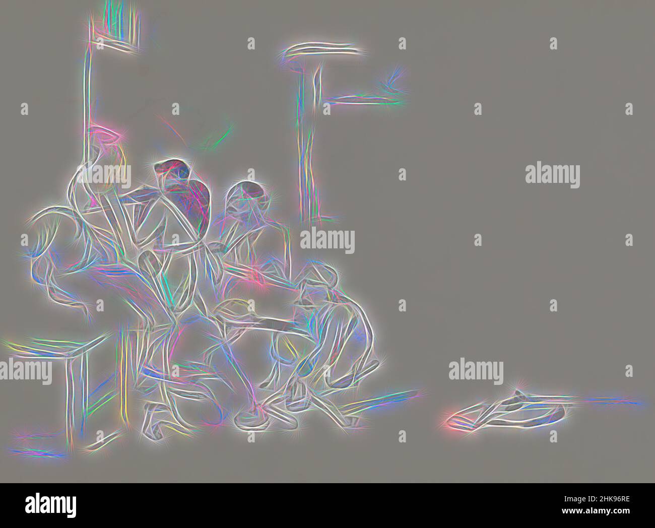 Inspiré par les soldats français de l'Auberge Bourgerie à Bazeilles. Rotterdam les pays-Bas, d'après Alphonse de Neuville, réimaginé par Artotop. L'art classique réinventé avec une touche moderne. Conception de lumière chaleureuse et gaie, de luminosité et de rayonnement de lumière. La photographie s'inspire du surréalisme et du futurisme, embrassant l'énergie dynamique de la technologie moderne, du mouvement, de la vitesse et révolutionne la culture Banque D'Images