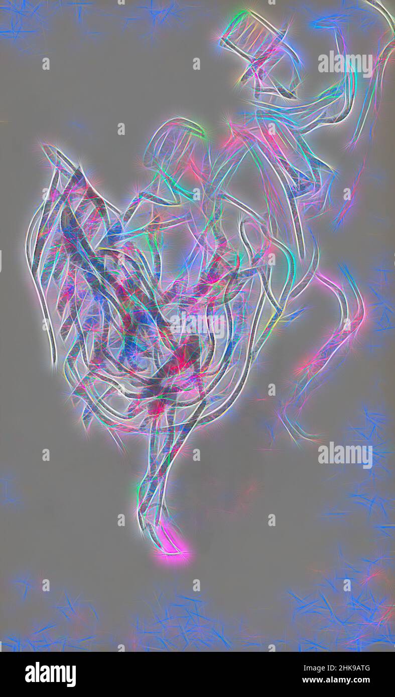 Inspiré par l'homme et la femme, les deux lancent une jambe dans l'air. On peut supposer qu'ils dansent le cancan. Dancing homme et femme Paris, réimaginé par Artotop. L'art classique réinventé avec une touche moderne. Conception de lumière chaleureuse et gaie, de luminosité et de rayonnement de lumière. La photographie s'inspire du surréalisme et du futurisme, embrassant l'énergie dynamique de la technologie moderne, du mouvement, de la vitesse et révolutionne la culture Banque D'Images