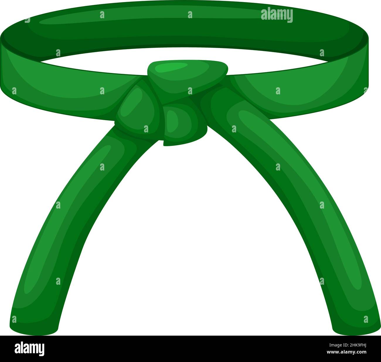 Courroie de karaté de couleur verte isolée sur fond blanc.Design emblématique de l'art martial japonais dans un style plat.Illustration vectorielle. Illustration de Vecteur
