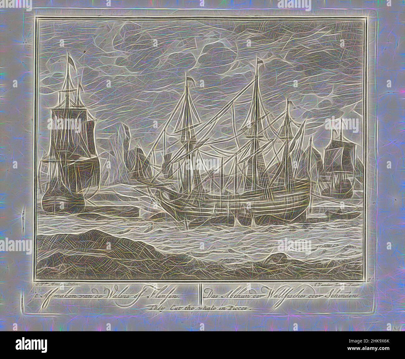 Inspiré par la baleine est coupé en morceaux, c. 1725't Afmaken van de Walvis de Flensen, Das Abthun der Wallfisches oder Schinden, they Cut la baleine en morceaux, Whaling, la baleine capturée est hachée en morceaux, c. 1725. Partie de la série sur la chasse à la baleine. Imprimé sur la même feuille que #7., imprimeur, repensé par Artotop. L'art classique réinventé avec une touche moderne. Conception de lumière chaleureuse et gaie, de luminosité et de rayonnement de lumière. La photographie s'inspire du surréalisme et du futurisme, embrassant l'énergie dynamique de la technologie moderne, du mouvement, de la vitesse et révolutionne la culture Banque D'Images