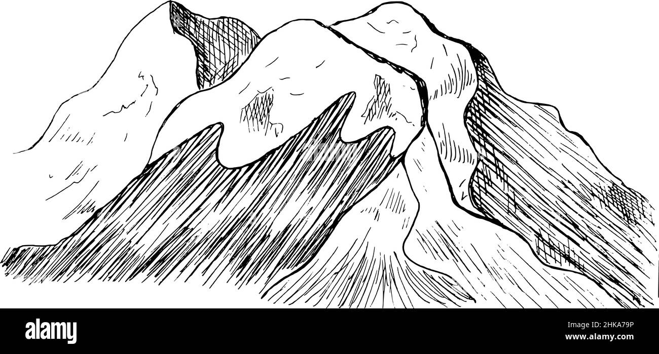 Pics, rochers et collines dans la neige.Station de ski. Illustration de Vecteur