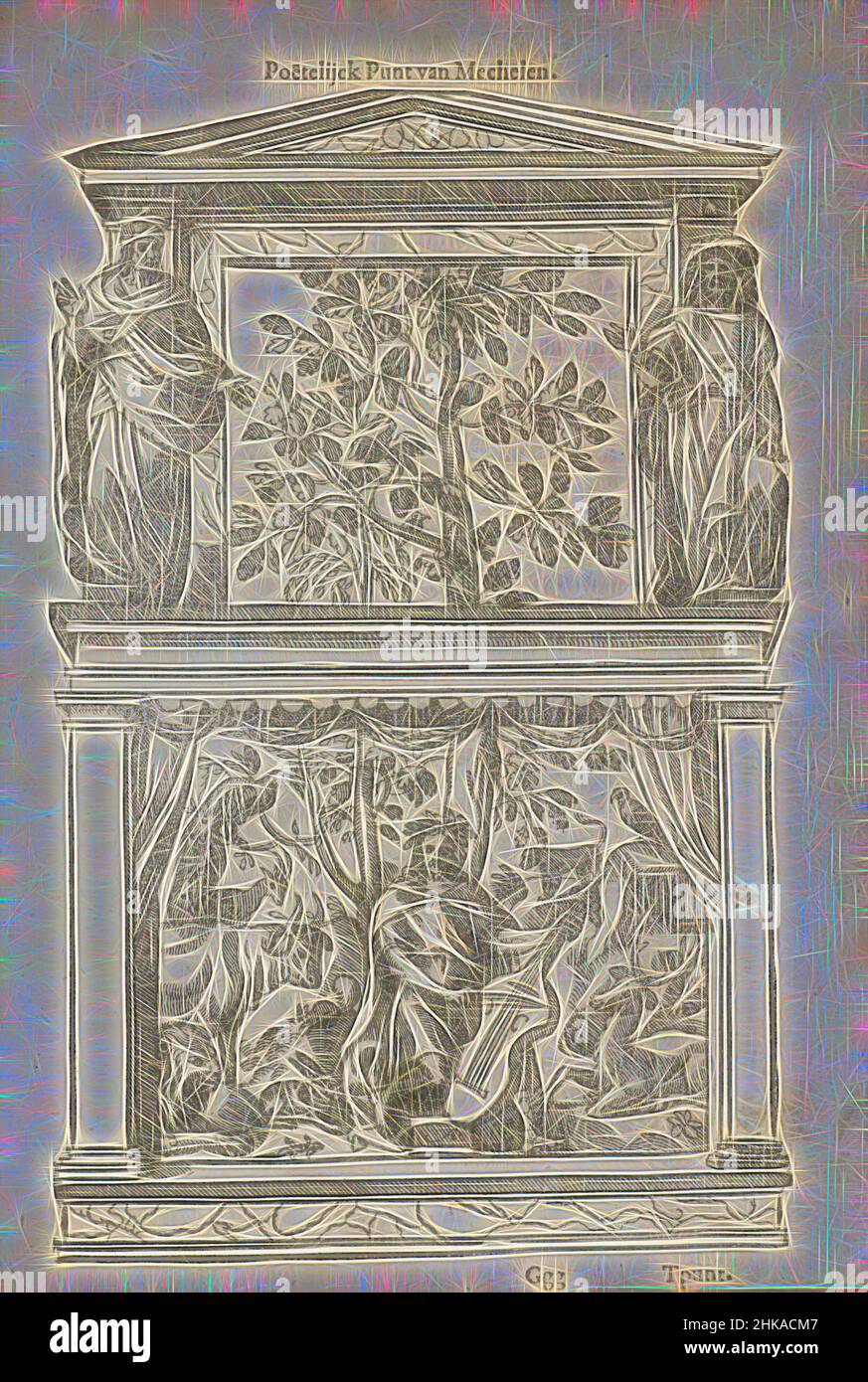 Inspiré par Blason de Peoene (Mechelen), 1561, de Pioen Bloeme van  Mechelen, Blason de Peoene, chambre de commerce de Mechelen. Pour le  Landjuweel d'Anvers en 1561., imprimeur:, Anvers, 1561 - 1562, papier,