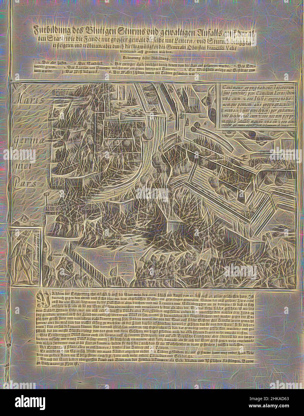 Inspiré par Siege of Ostende : cimage de la forteresse le 7 janvier 1602, Furbildung des Blutigen Sturms und gewaltigen Anfals auff der alten Statt, wie die Feinde mit grosser gewalt dieselbe mit Leitern, und Sturmb-gen ersteigeten und eröbertigen Statt, brugübergen die Erwerben, brugöbertüberg die und brugör die der. L'art classique réinventé avec une touche moderne. Conception de lumière chaleureuse et gaie, de luminosité et de rayonnement de lumière. La photographie s'inspire du surréalisme et du futurisme, embrassant l'énergie dynamique de la technologie moderne, du mouvement, de la vitesse et révolutionne la culture Banque D'Images