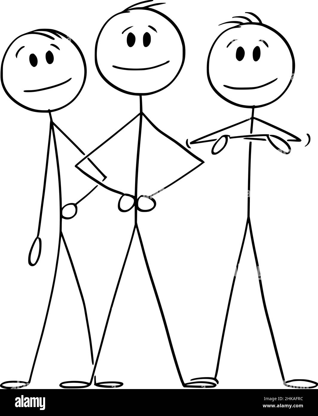 Équipe d'affaires souriante avec chef, Illustration du figurine Vector Cartoon Stick Illustration de Vecteur