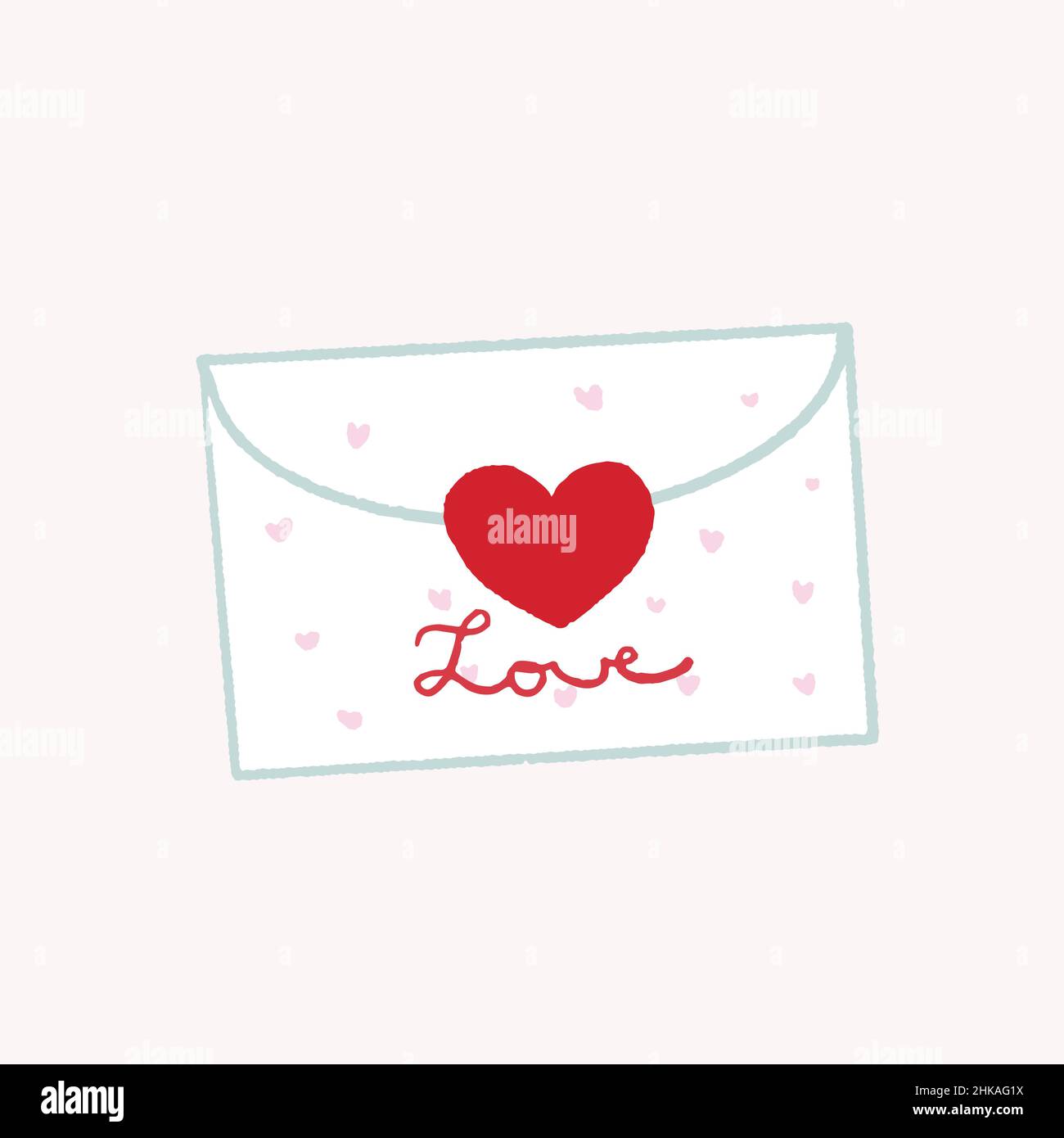 Illustration d'une enveloppe de Saint-Valentin isolée dessinée à la main Illustration de Vecteur