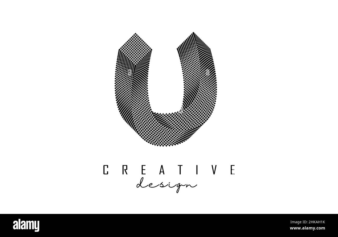 Logo lettre U de forme géométrique 3D.Illustration vectorielle avec concept de luxe pour l'architecture, entreprise, affaires ou ville horizon immobilier Illustration de Vecteur