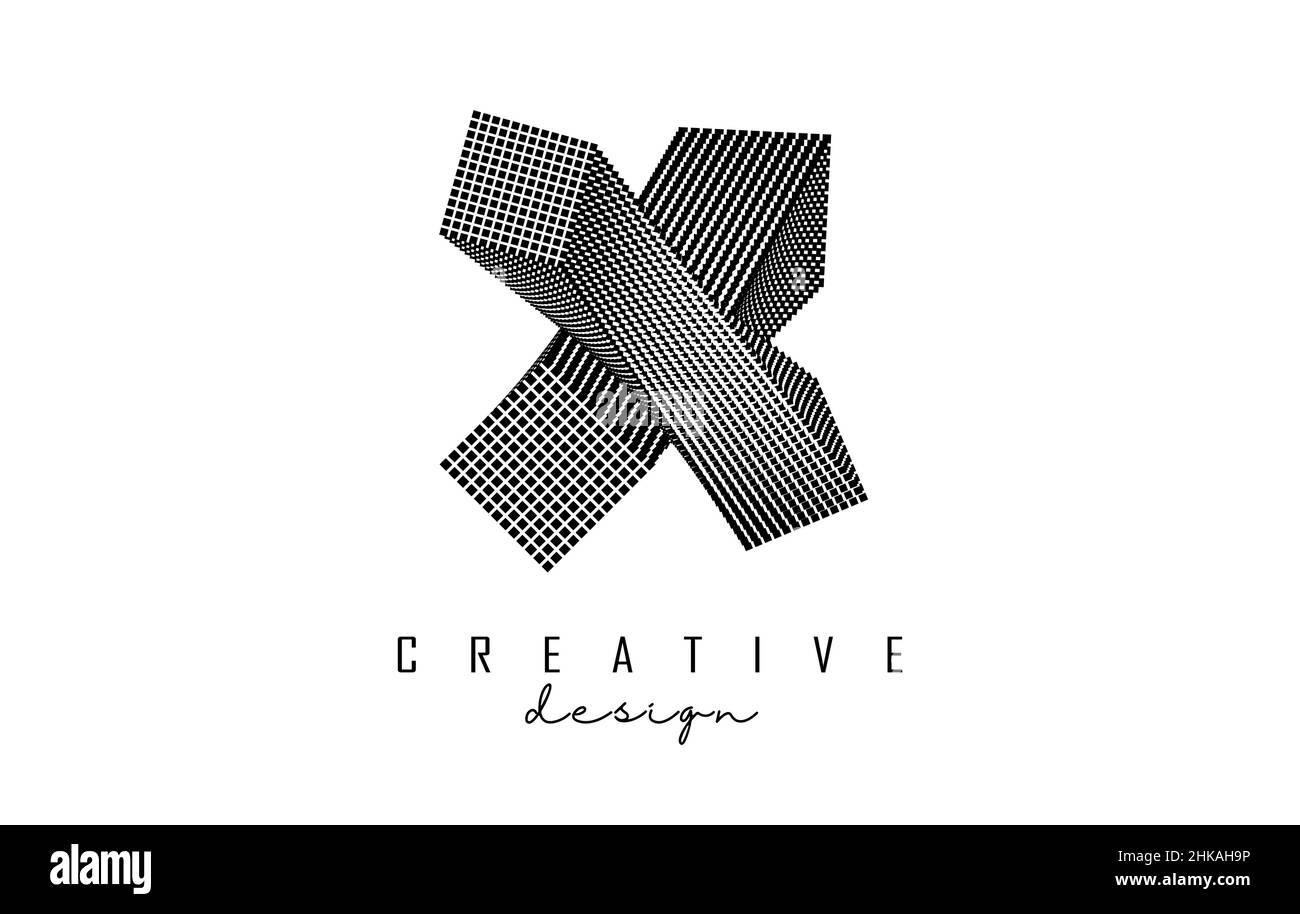 Logo Letter X de forme géométrique 3D.Illustration vectorielle avec concept de luxe pour l'architecture, entreprise, affaires ou ville horizon immobilier Illustration de Vecteur