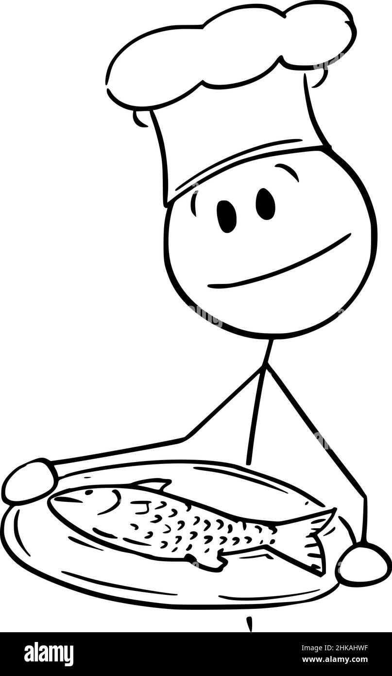 Plateau de maintien de la cuisson avec du poisson , bâton de dessin animé Figure Illustration Illustration de Vecteur
