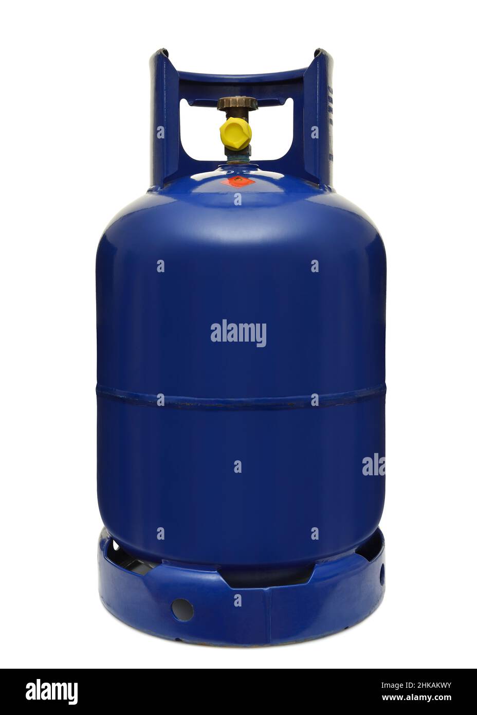 Bouteille de gaz sur fond blanc Banque D'Images