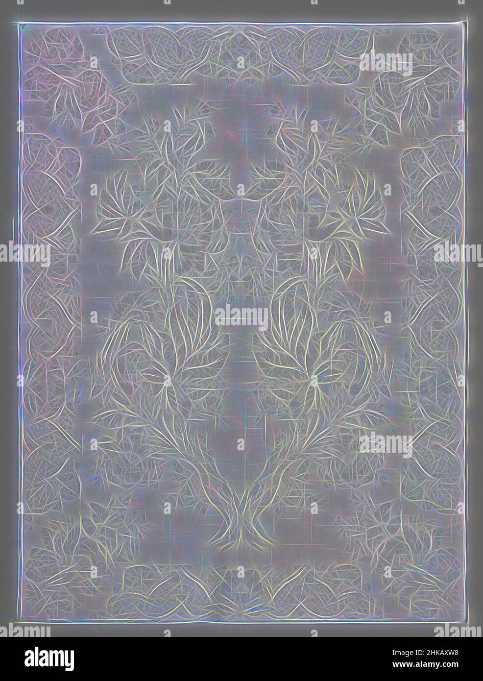 S'inspirant de la serviette de table en lin damassée d'un motif floral, cette serviette de table en lin damassée d'une branche de fleurs et de fruits. Une serviette accompagne la serviette, Vlaanderen, c. 1732 - c. 1735, lin (matériau), damassé, hauteur 116,7 cm × largeur 87 cm, repensé par Artotop. L'art classique réinventé avec une touche moderne. Conception de lumière chaleureuse et gaie, de luminosité et de rayonnement de lumière. La photographie s'inspire du surréalisme et du futurisme, embrassant l'énergie dynamique de la technologie moderne, du mouvement, de la vitesse et révolutionne la culture Banque D'Images