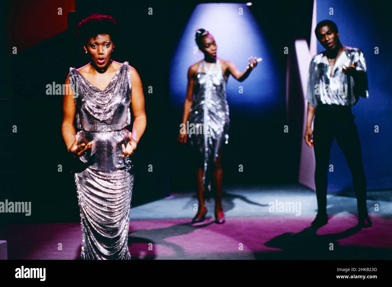 BONEY M, gegründet von Produzent Frank Farian, eine bekannte Popgruppe und Disco-formation, auf dem Bild: Sängerin Liz Mitchell, Links, 1984.BONEY M, fondé par le producteur Frank Farian, un groupe populaire et une formation disco, sur la photo: Singer Liz Mitchell, à gauche, 1984. Banque D'Images