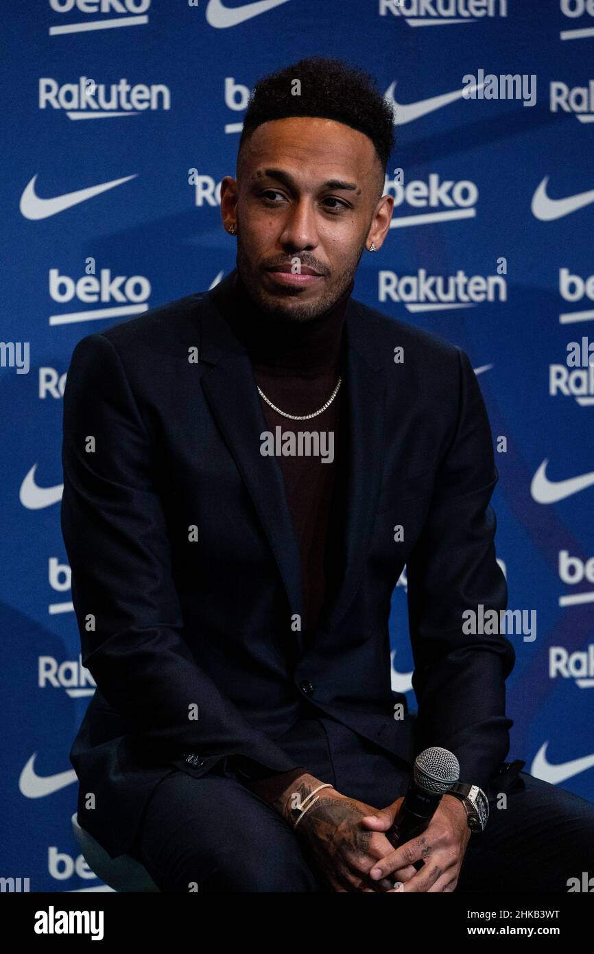Barcelone, Espagne, 3, février 2022.Présentation officielle de Pierre-Emerick Aubameyang en tant que nouveau joueur du FC Barcelone.Crédit : Joan Gosa/Alay Live News Banque D'Images