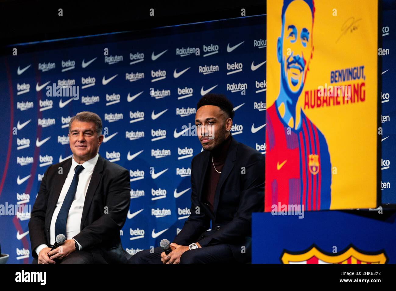Barcelone, Espagne, 3, février 2022.Présentation officielle de Pierre-Emerick Aubameyang en tant que nouveau joueur du FC Barcelone.Crédit : Joan Gosa/Alay Live News Banque D'Images
