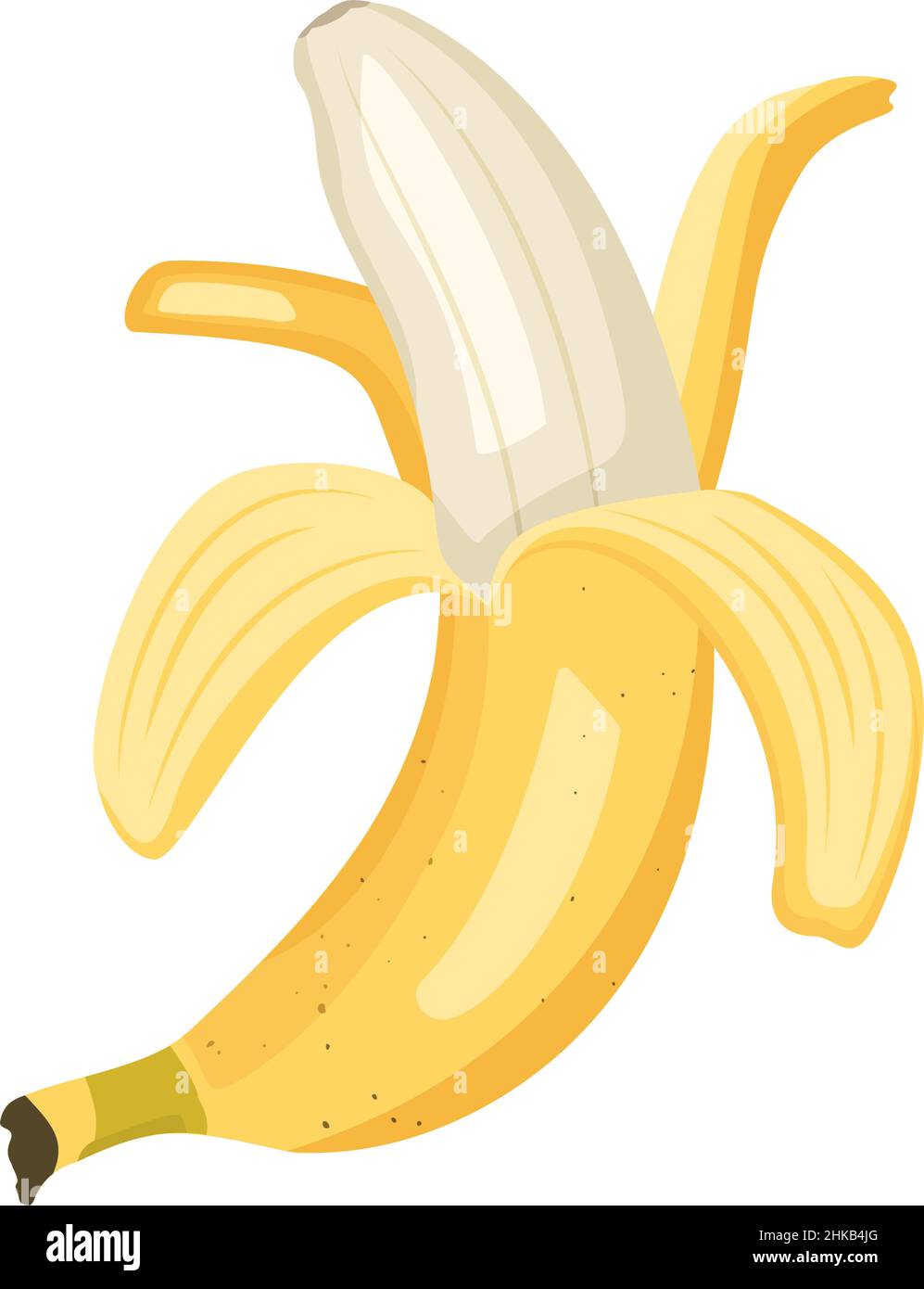 Icône banane jaune douce avec pelage ouvert.Délicieux fruits exotiques sains. Illustration de la nourriture vectorielle plate Illustration de Vecteur