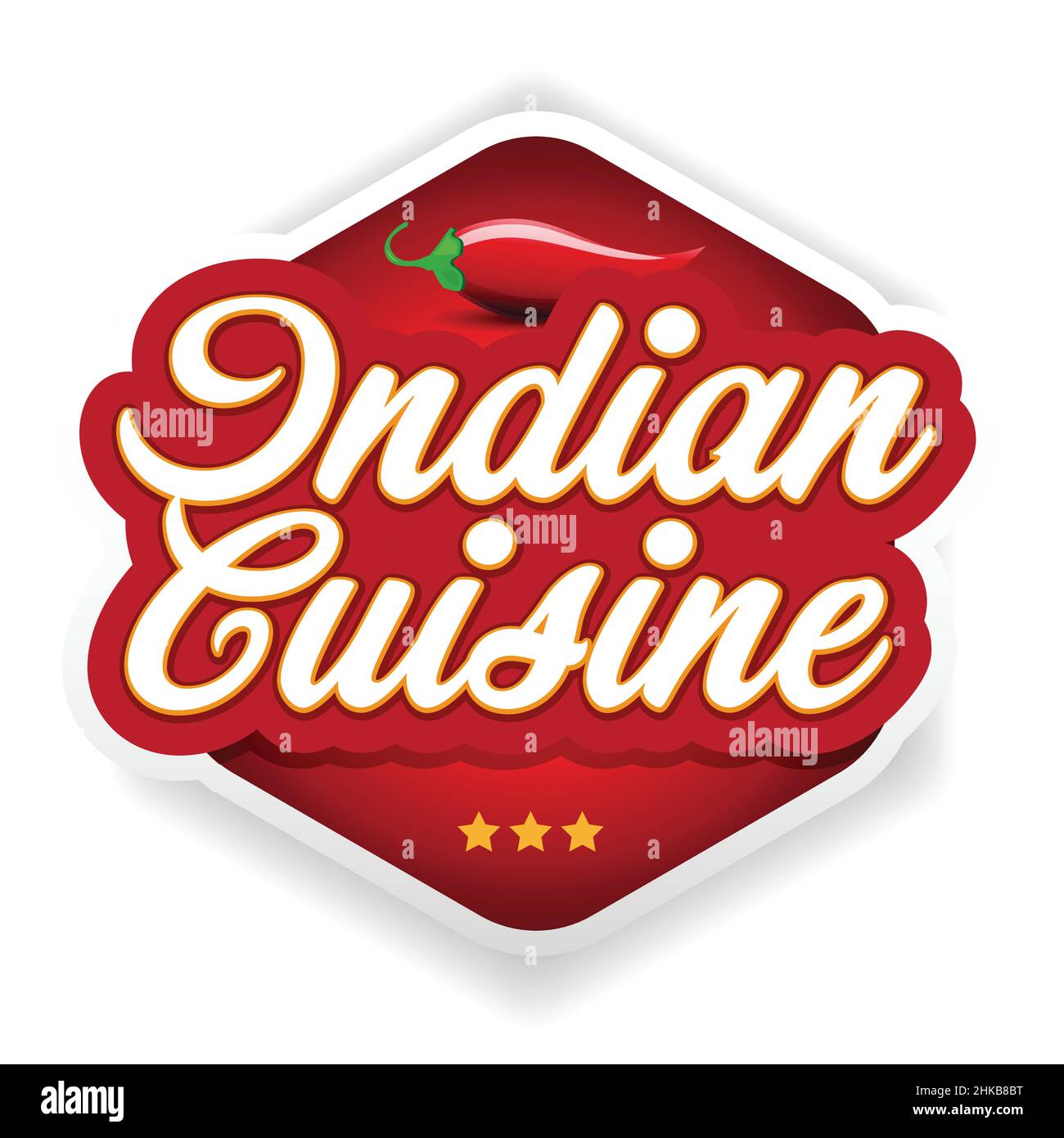 Étiquette de cuisine indienne rouge au piment Illustration de Vecteur