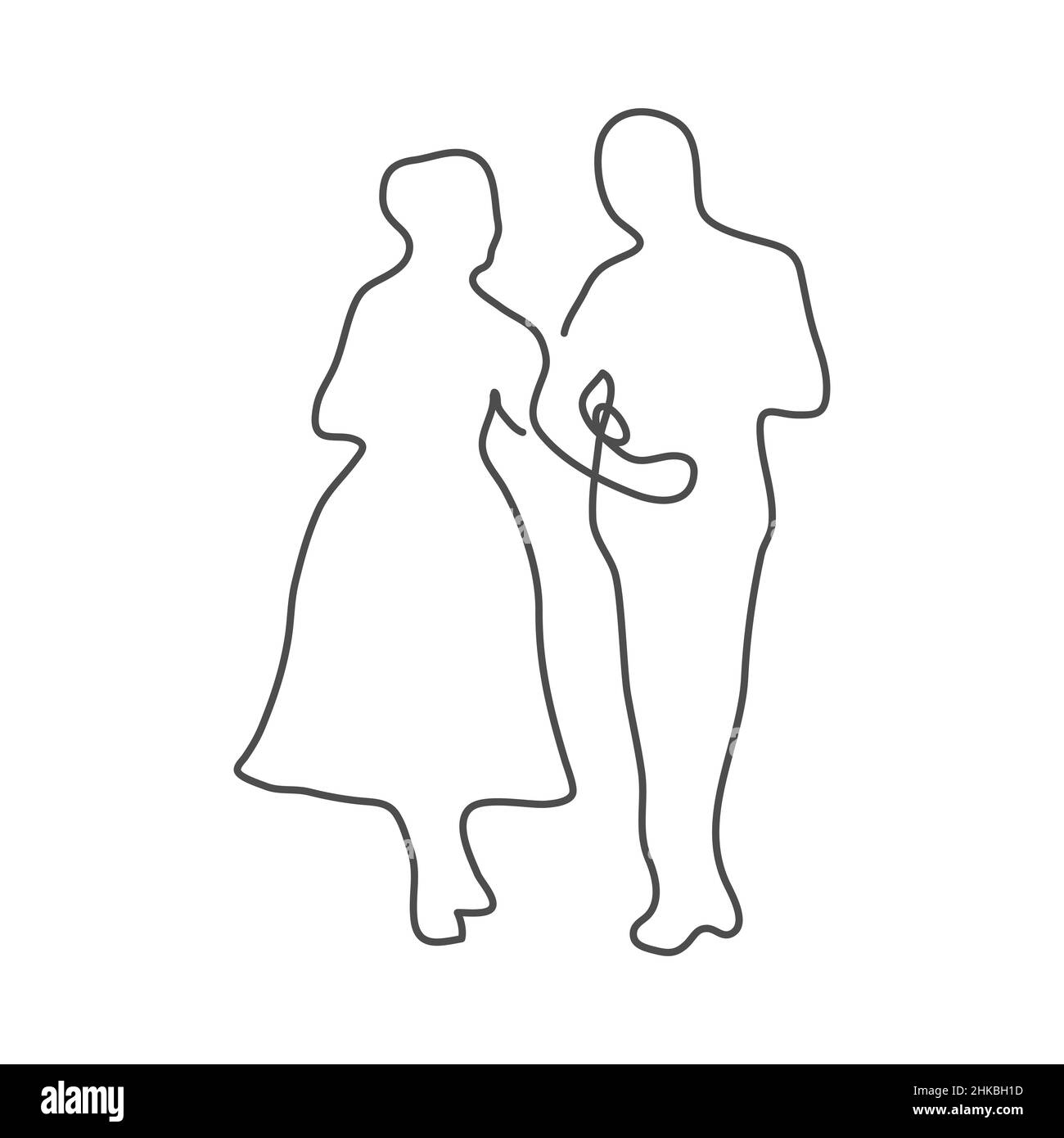 Silhouette noire de l'homme adulte et de la femme marié couple isolé sur fond blanc.Heureux amoureux.Illustration de la silhouette.Vecteur. Illustration de Vecteur