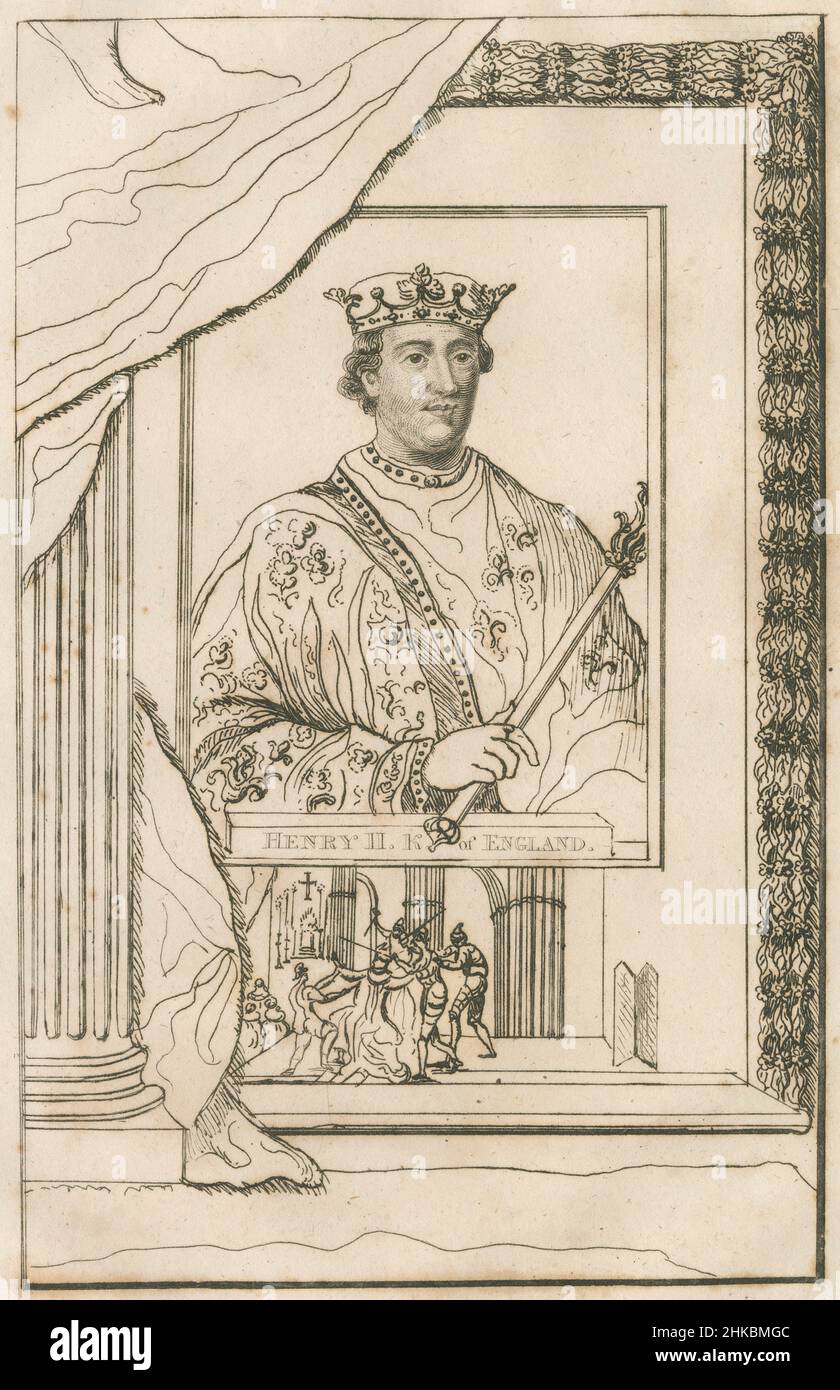 Gravure antique vers 1812 du roi Henri II d'Angleterre.Henry II (1133-1189) fut roi d'Angleterre de 1154 jusqu'à sa mort en 1189.SOURCE : GRAVURE ORIGINALE Banque D'Images