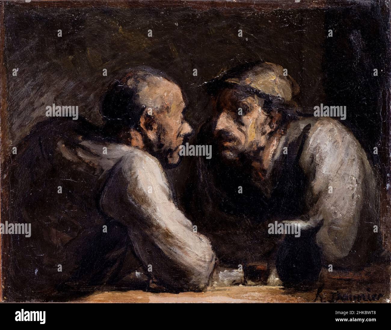 Deux buveurs, peinture d'Honoré Daumier, vers 1858 Banque D'Images