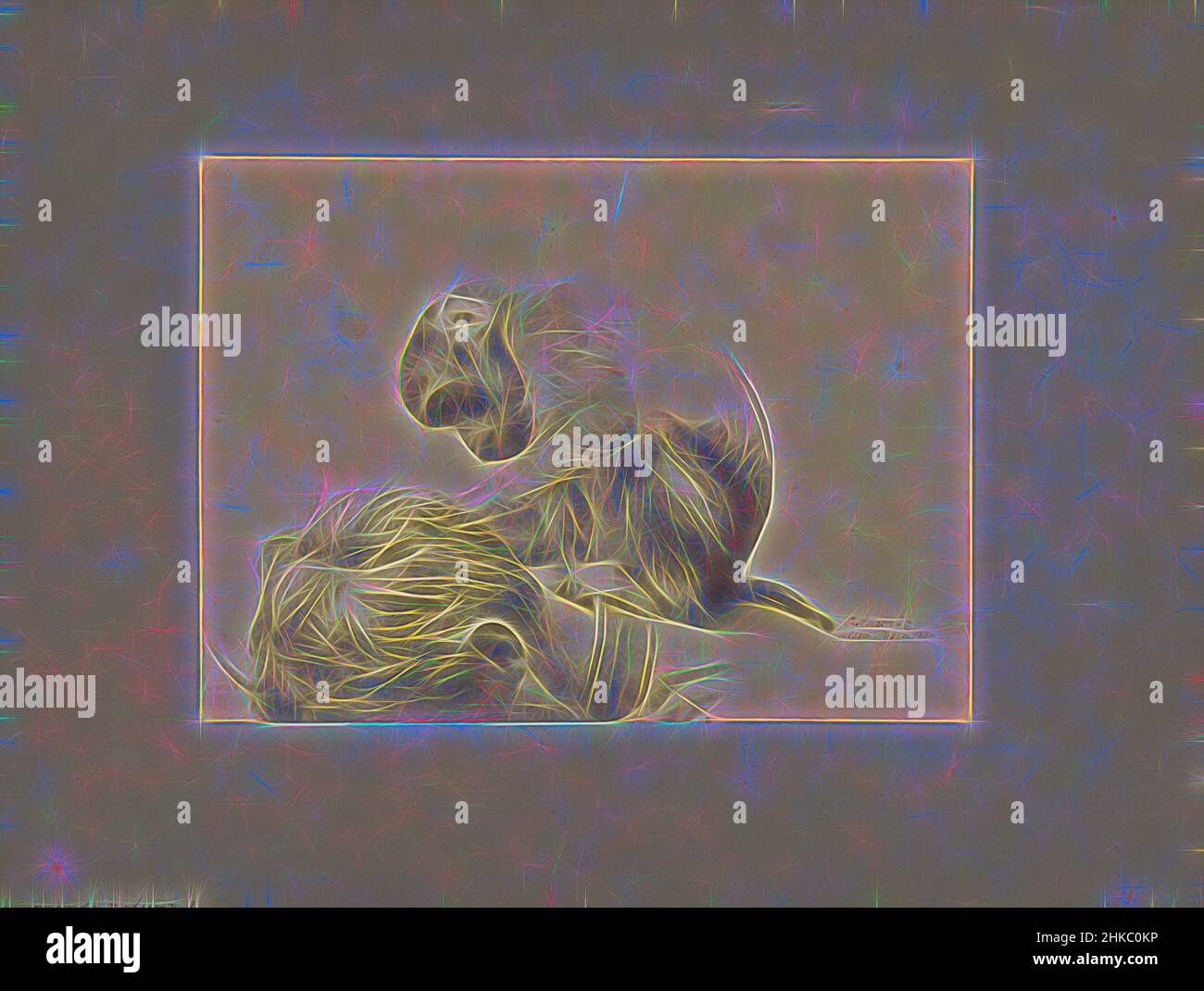 Inspiré par Monkey qui enfuit la tête d'un homme, Ottomar Anschütz, c. 1886, imprimé albumine, hauteur 148 mm × largeur 203 mm, repensé par Artotop. L'art classique réinventé avec une touche moderne. Conception de lumière chaleureuse et gaie, de luminosité et de rayonnement de lumière. La photographie s'inspire du surréalisme et du futurisme, embrassant l'énergie dynamique de la technologie moderne, du mouvement, de la vitesse et révolutionne la culture Banque D'Images