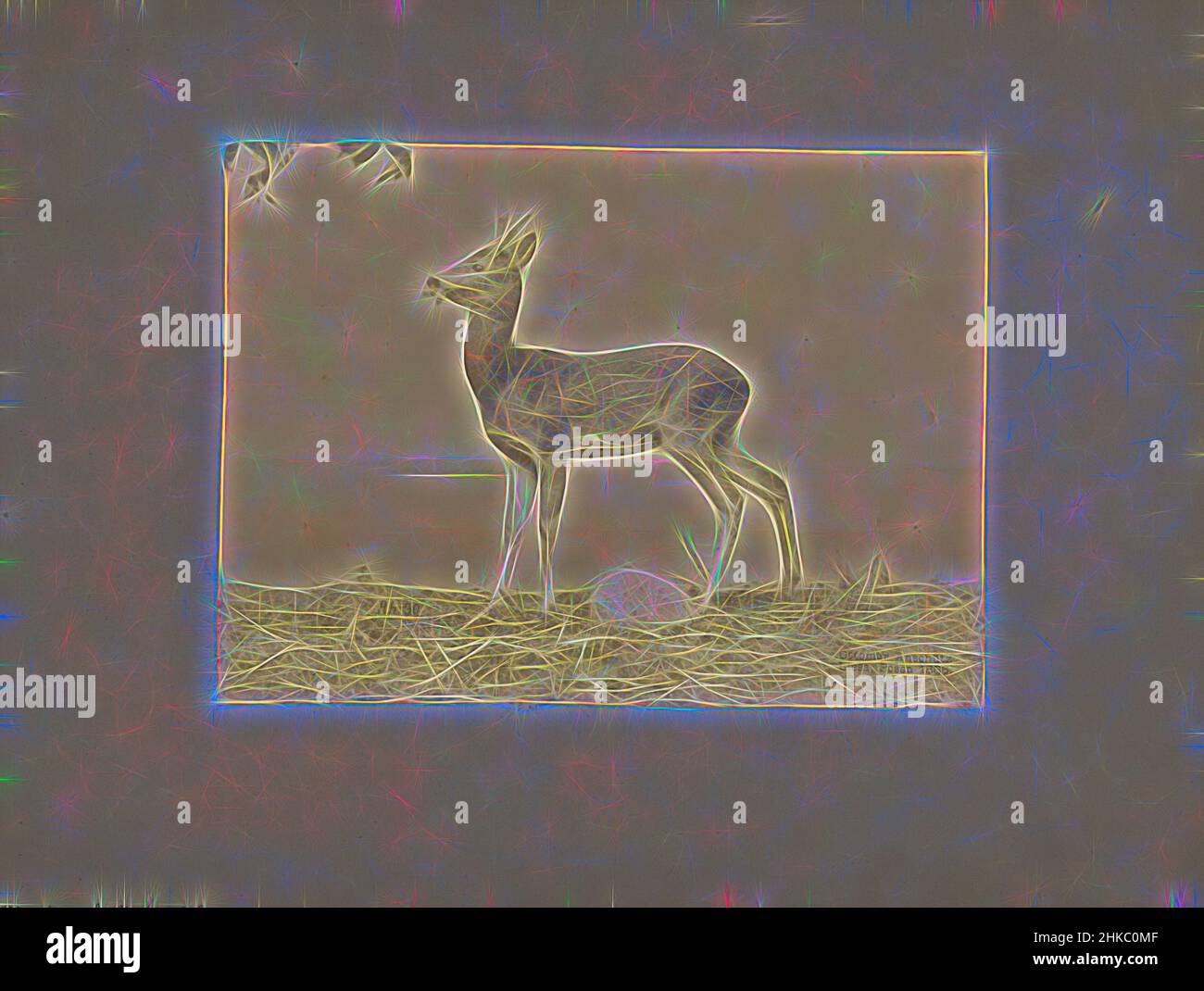 Inspiré par Ree avec des feuilles dans sa bouche, Ottomar Anschütz, c. 1886, imprimé albumine, hauteur 147 mm × largeur 202 mm, repensé par Artotop. L'art classique réinventé avec une touche moderne. Conception de lumière chaleureuse et gaie, de luminosité et de rayonnement de lumière. La photographie s'inspire du surréalisme et du futurisme, embrassant l'énergie dynamique de la technologie moderne, du mouvement, de la vitesse et révolutionne la culture Banque D'Images