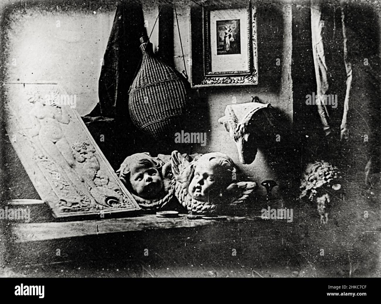 The Artist's Studio, daguerréotype pris en 1837 par Louis Jacques Mandé Daguerre (1787-1851) l'inventeur de ce procédé photographique. Banque D'Images