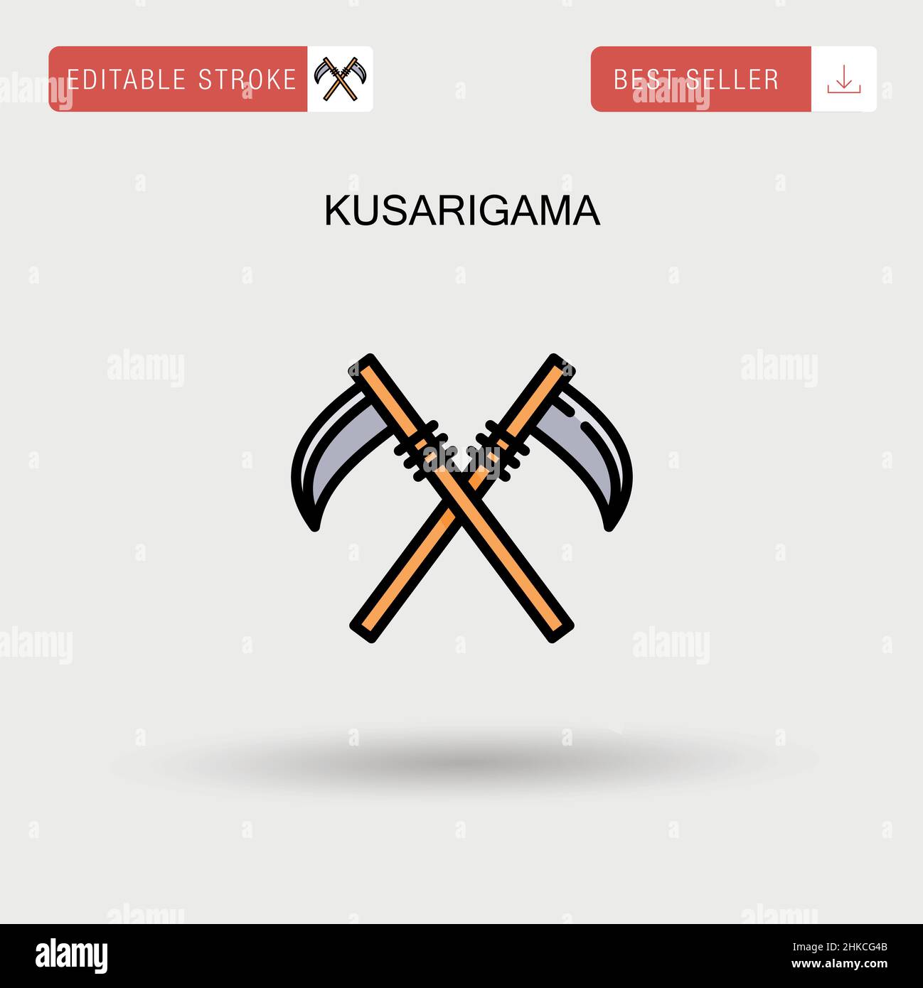 Icône de vecteur simple Kusarigama. Illustration de Vecteur