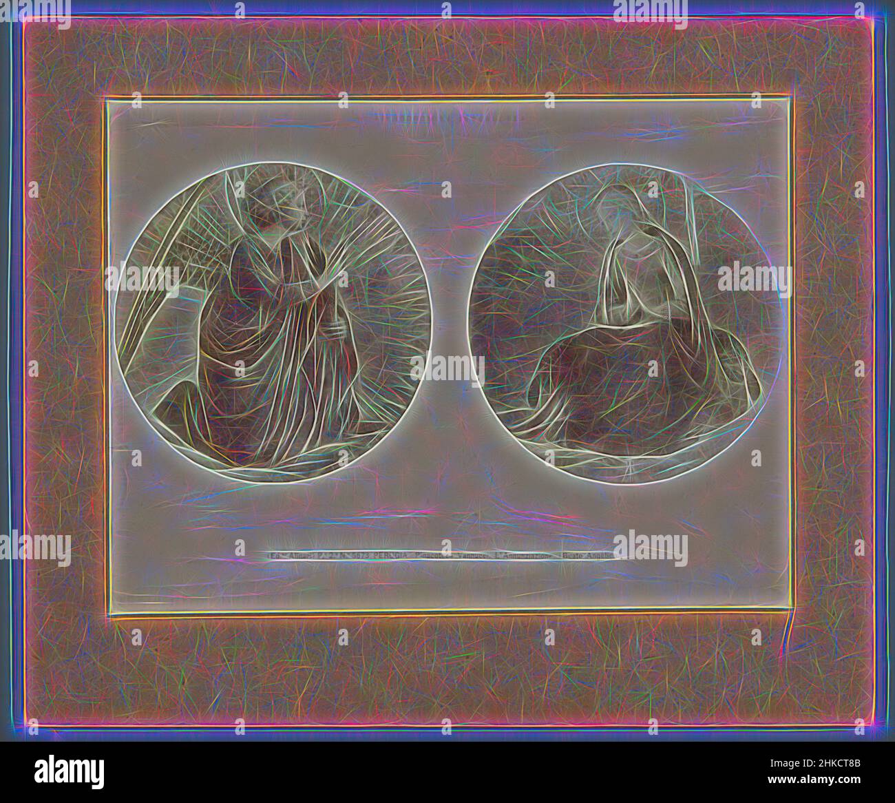 Inspiré par FRA Angelico, représentant l'Annonciation, PÉROUSE - Pinacoteca Vannucci. L'Annunziazione., Alinari, FRA Angelico, Galleria Nazionale dell'Umbria, Florence, c. 1875 - c. 1900, imprimé albumine, hauteur 192 mm × largeur 255 mm, repensé par Artotop. L'art classique réinventé avec une touche moderne. Conception de lumière chaleureuse et gaie, de luminosité et de rayonnement de lumière. La photographie s'inspire du surréalisme et du futurisme, embrassant l'énergie dynamique de la technologie moderne, du mouvement, de la vitesse et révolutionne la culture Banque D'Images