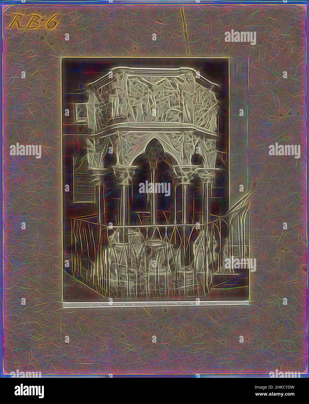 Inspiré par le détail de la chaire de l'église Saint Andrew à Pistoia par Giovanni Pisano, représentant la naissance du Christ, PISTOIA - Chiesa di S. Andrea. Dettaglio del pulpito, la nascita di Gesù Cristo. (Giovanni Pisano.), Alinari, Sint-Andreaskerk, 1875 - 1900, imprimé albumine, Hauteur 191 mm, repensé par Artotop. L'art classique réinventé avec une touche moderne. Conception de lumière chaleureuse et gaie, de luminosité et de rayonnement de lumière. La photographie s'inspire du surréalisme et du futurisme, embrassant l'énergie dynamique de la technologie moderne, du mouvement, de la vitesse et révolutionne la culture Banque D'Images