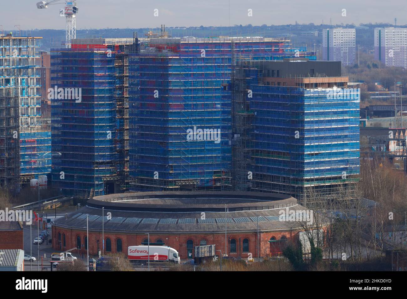 Les appartements de la jonction en construction par Galiford tentent sur l'ancien site du pont Monk dans le centre-ville de Leeds. Banque D'Images