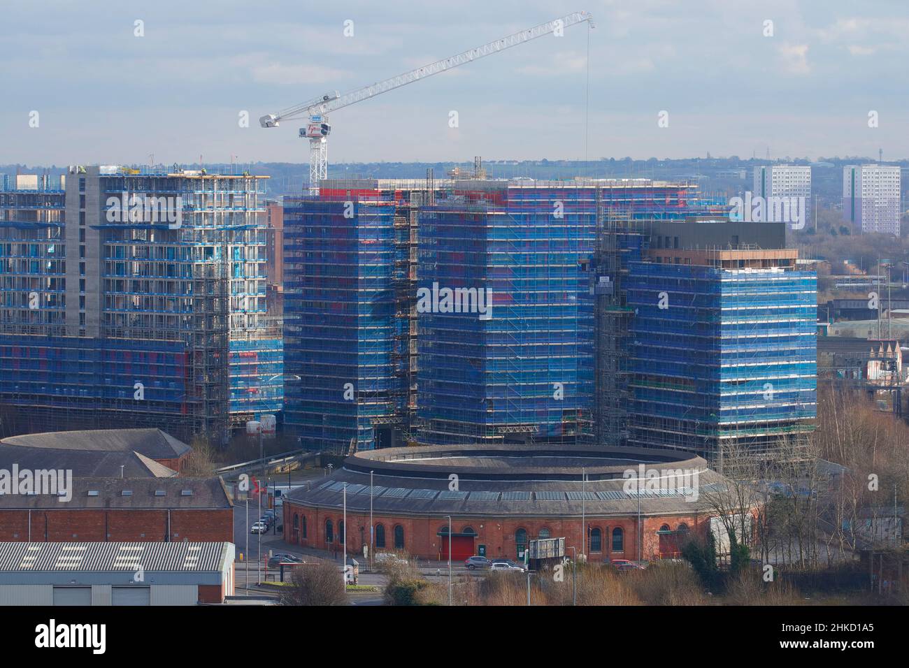 Les appartements de la jonction en construction par Galiford tentent sur l'ancien site du pont Monk dans le centre-ville de Leeds. Banque D'Images