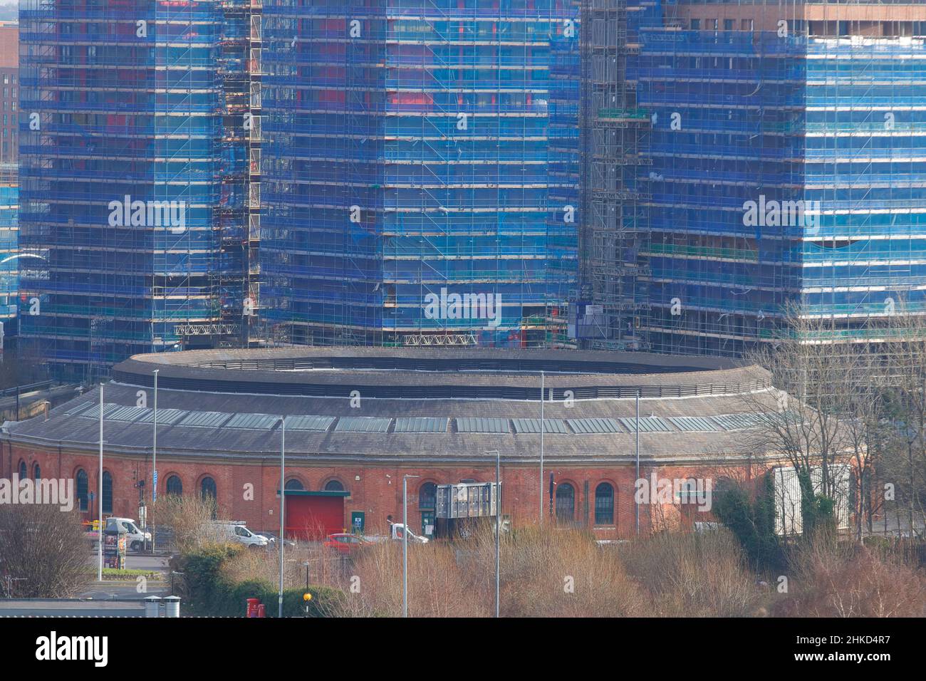 Les appartements de la jonction en construction par Galiford tentent sur l'ancien site du pont Monk dans le centre-ville de Leeds. Banque D'Images