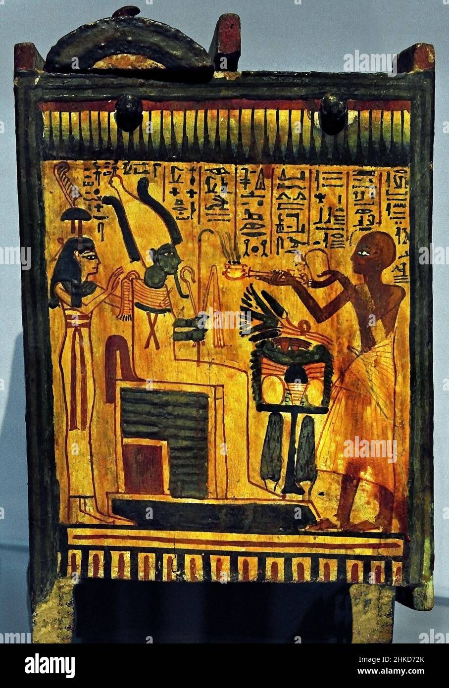 Shabti-box de Nya, bois, peinture, 32 x 15 x 22 cm, 1292–1213 BC, Nouveau Royaume, 19e dynastie, Égypte (Museo Egizio di Torino Italie) Banque D'Images