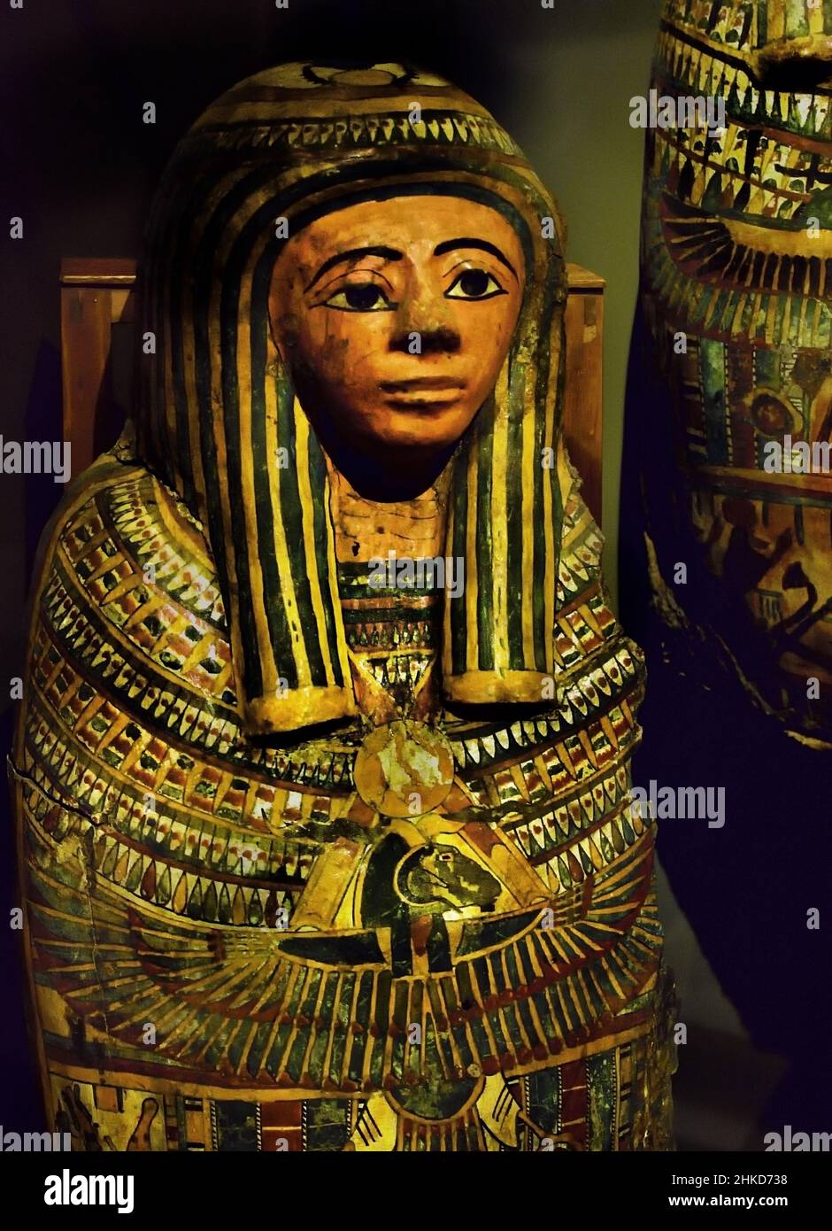 Masque funéraire égyptien de Cartonnage de la troisième période intermédiaire, dynastie 22nd (944-1025BC). Égypte (Museo Egizio di Torino Italie) Banque D'Images