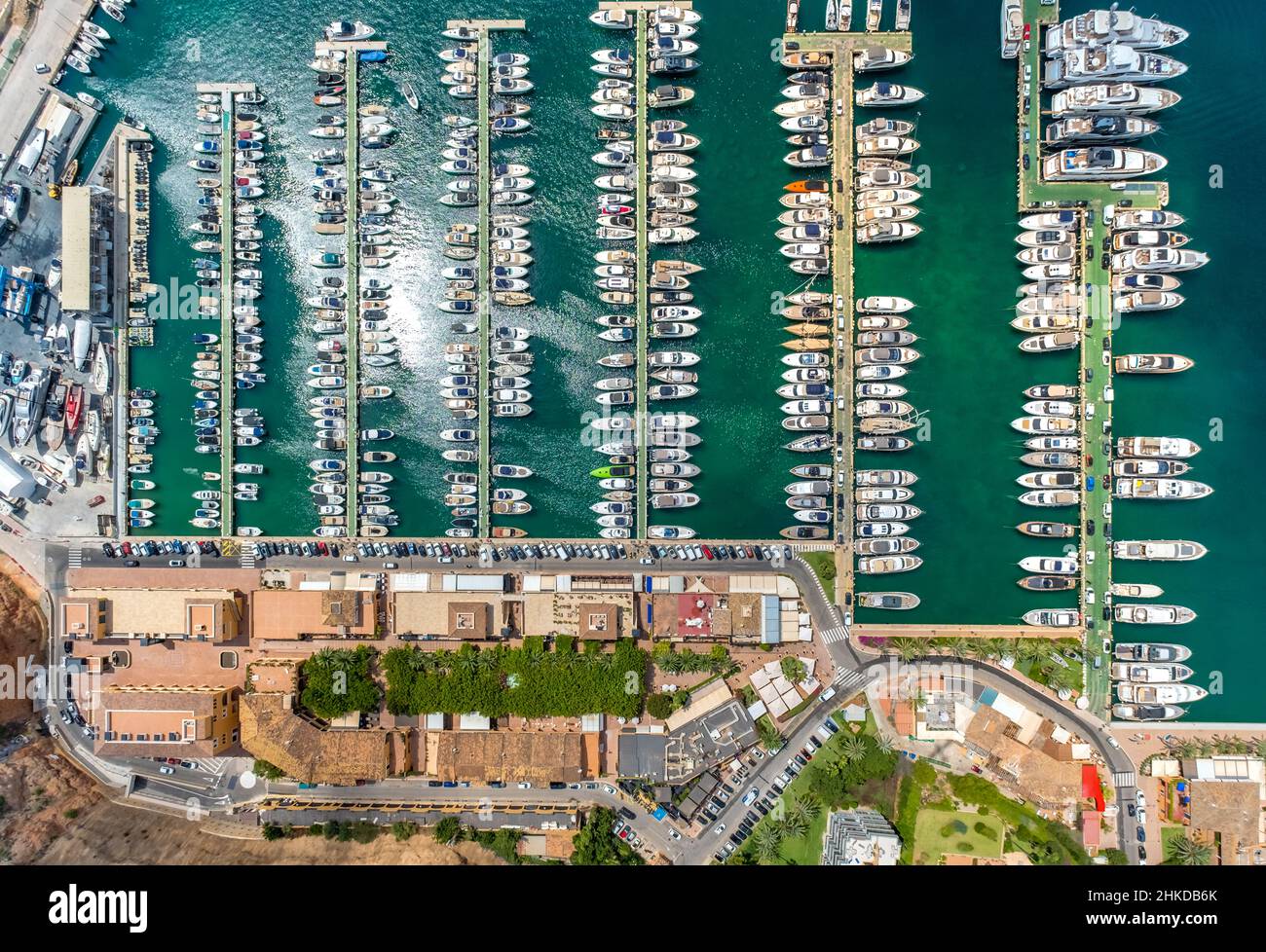 Vue aérienne, bateaux dans le port de plaisance Puerto Portals, portails nous, Calvia, Majorque, Iles Baléares,Espagne, bateaux, Calvià, ES, Europe,formes et Banque D'Images