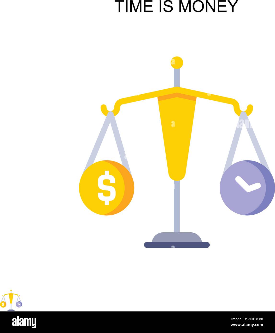 Le temps est l'argent simple icône de vecteur.Modèle de conception de symbole d'illustration pour élément d'interface utilisateur Web mobile. Illustration de Vecteur