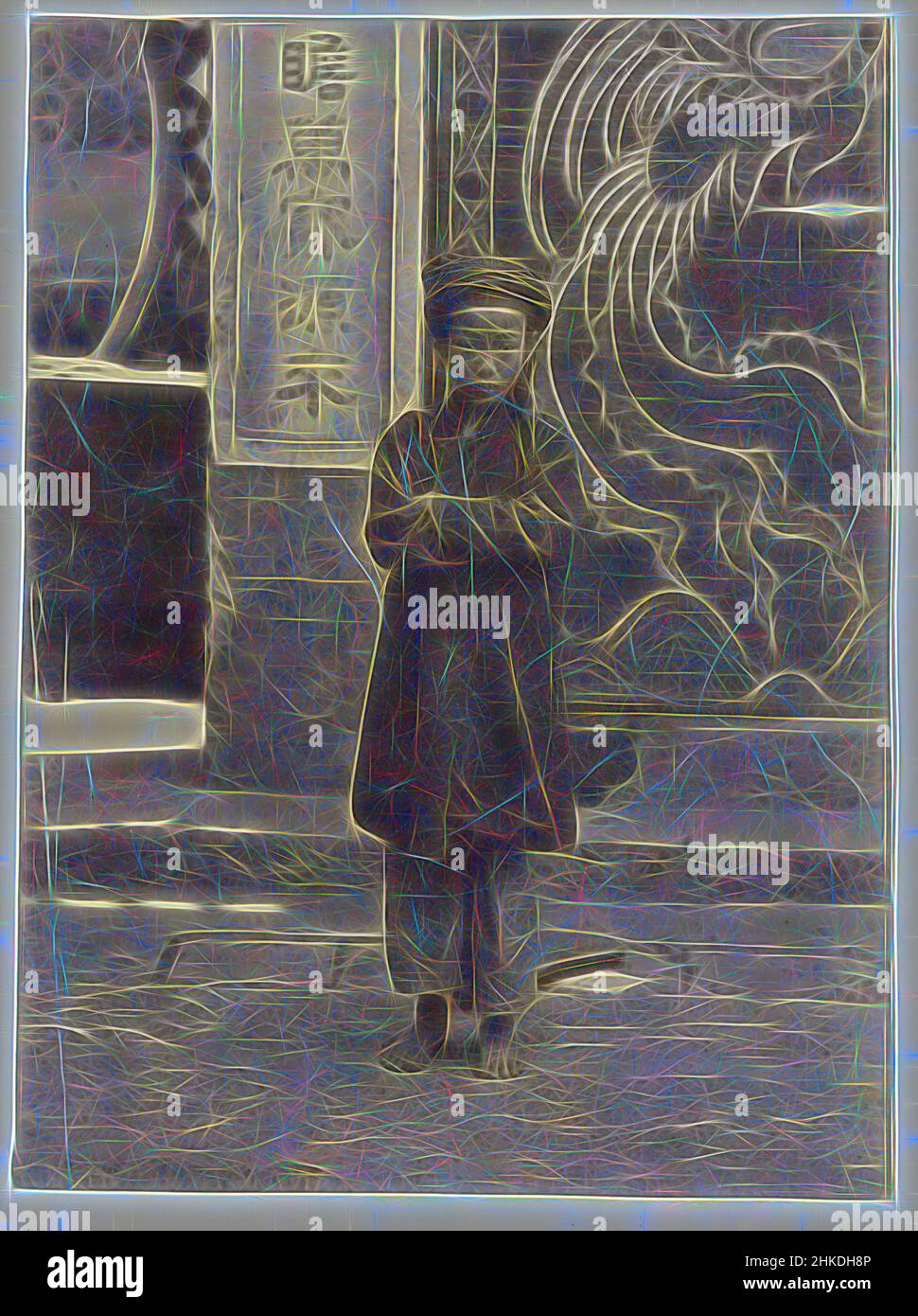Inspiré par Portrait d'un garçon inconnu dans la rue, Indochine, Indo-Chine, 1870 - 1890, papier, Imprimé albumine, largeur 170 mm × hauteur 227 mm, repensé par Artotop. L'art classique réinventé avec une touche moderne. Conception de lumière chaleureuse et gaie, de luminosité et de rayonnement de lumière. La photographie s'inspire du surréalisme et du futurisme, embrassant l'énergie dynamique de la technologie moderne, du mouvement, de la vitesse et révolutionne la culture Banque D'Images