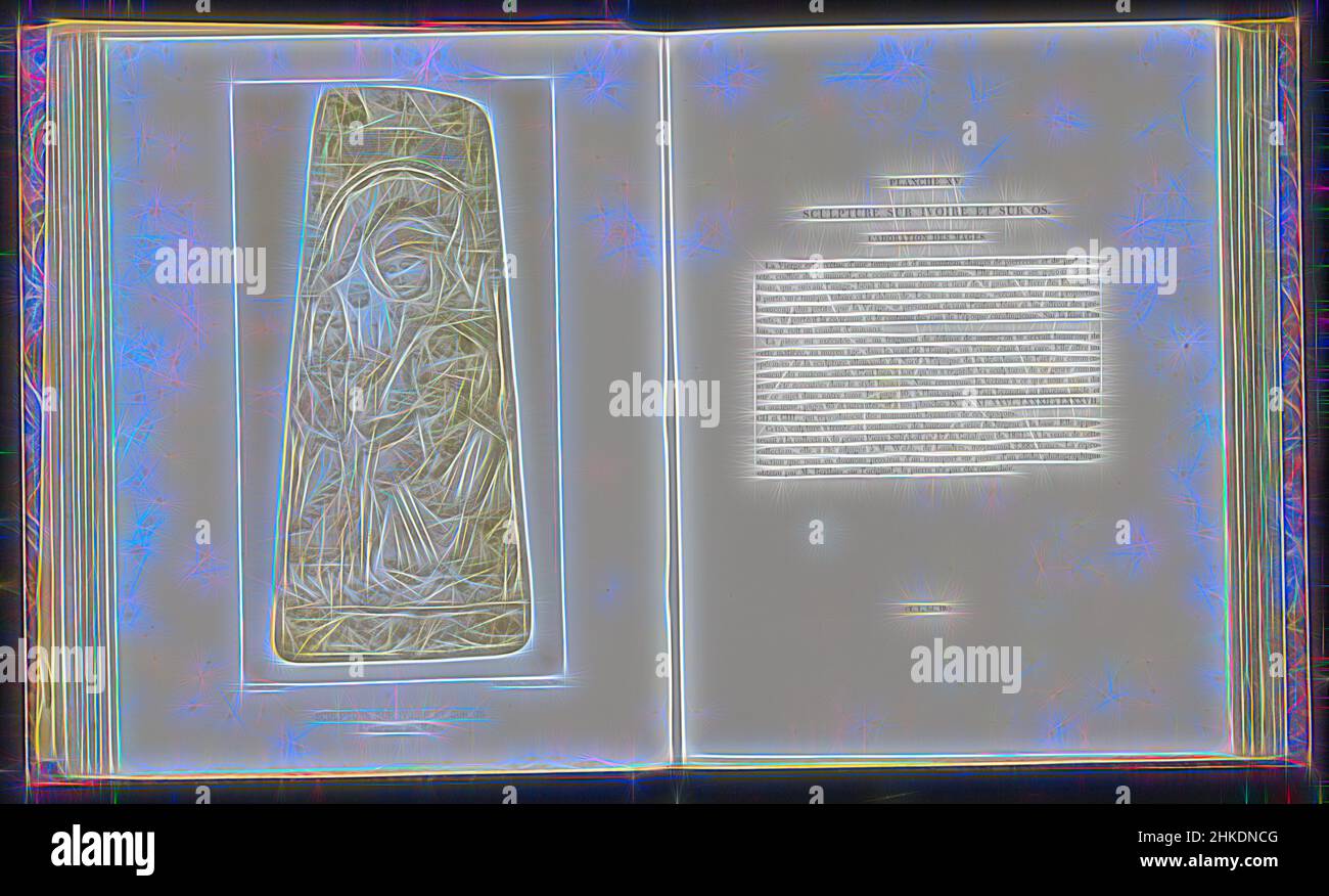 Inspiré par relief sur l'ivoire, représentant l'adoration des rois, l'adoration des mages, Sculpture en ivoire et sur os, Berthier, Imprimeur: Joseph Rose Lemercier, Paris, c. 1859 - avant 1864, papier, hauteur 254 mm × largeur 134 mm, réimaginé par Artotop. L'art classique réinventé avec une touche moderne. Conception de lumière chaleureuse et gaie, de luminosité et de rayonnement de lumière. La photographie s'inspire du surréalisme et du futurisme, embrassant l'énergie dynamique de la technologie moderne, du mouvement, de la vitesse et révolutionne la culture Banque D'Images