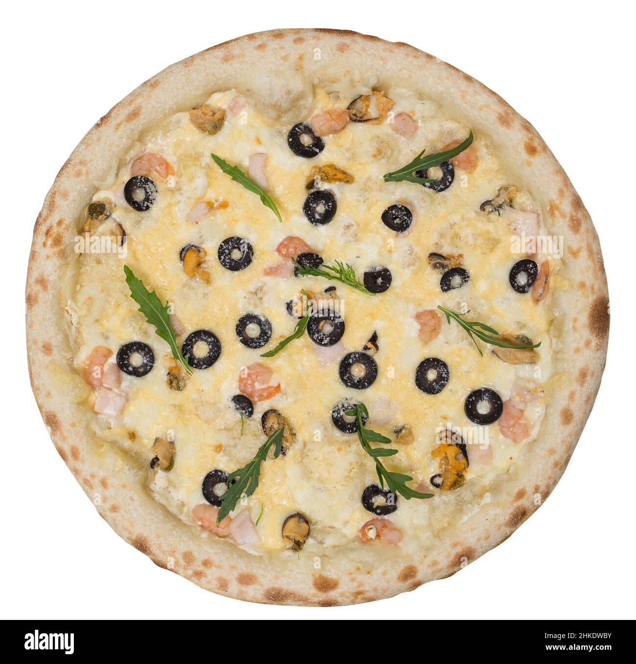 Pizza quatre fromages vue du dessus Banque D'Images