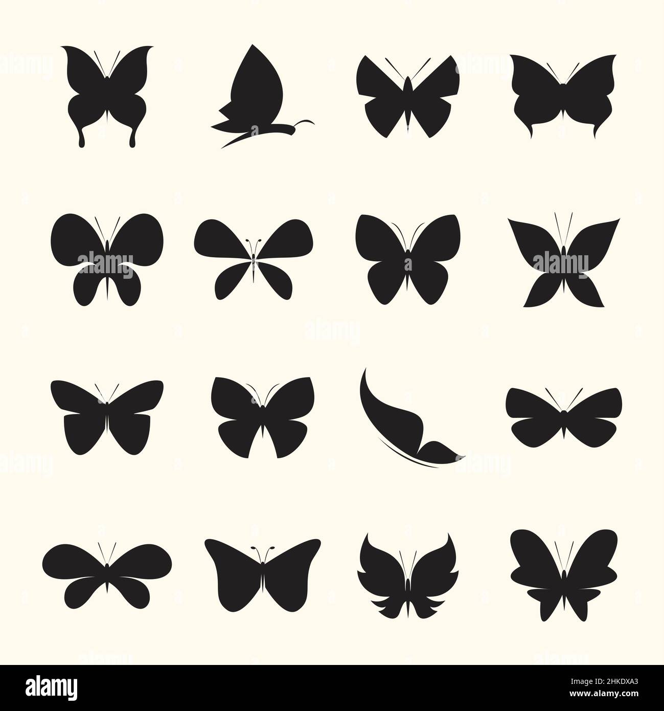 Groupe vectoriel de papillon sur fond blanc.Illustration vectorielle superposée facile à modifier. Illustration de Vecteur