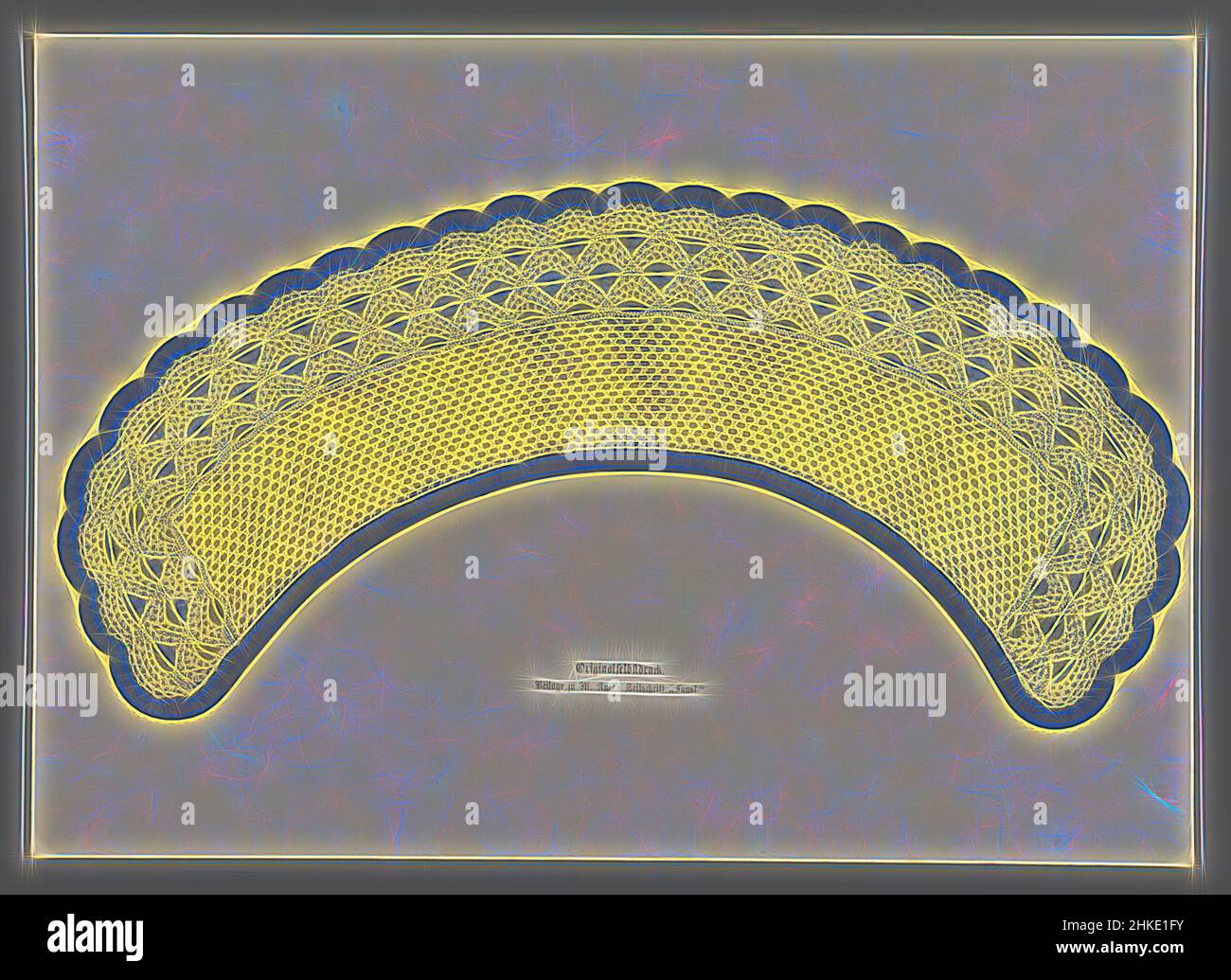 Inspiré par le motif de dentelle, feuille de la série de 12 Naturselbstdrucke Auer., fabricant: Alois Auer, Vienne, 1855, papier, Hauteur 245 mm × largeur 344 mm, repensé par Artotop. L'art classique réinventé avec une touche moderne. Conception de lumière chaleureuse et gaie, de luminosité et de rayonnement de lumière. La photographie s'inspire du surréalisme et du futurisme, embrassant l'énergie dynamique de la technologie moderne, du mouvement, de la vitesse et révolutionne la culture Banque D'Images