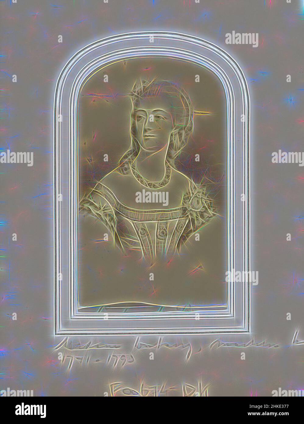 Inspiré par la photoréproduction de (vraisemblablement) une copie de Madame du Barry, maîtresse du roi Louis XV de France, Comtesse du Barry, partie de l'album photo avec 123 cartes-de-visite de membres de maisons royales européennes, politiciens et personnalités célèbres., Étienne Neurdein, c. 1863 - c. 1880, papier, albumine, réimaginé par Artotop. L'art classique réinventé avec une touche moderne. Conception de lumière chaleureuse et gaie, de luminosité et de rayonnement de lumière. La photographie s'inspire du surréalisme et du futurisme, embrassant l'énergie dynamique de la technologie moderne, du mouvement, de la vitesse et révolutionne la culture Banque D'Images