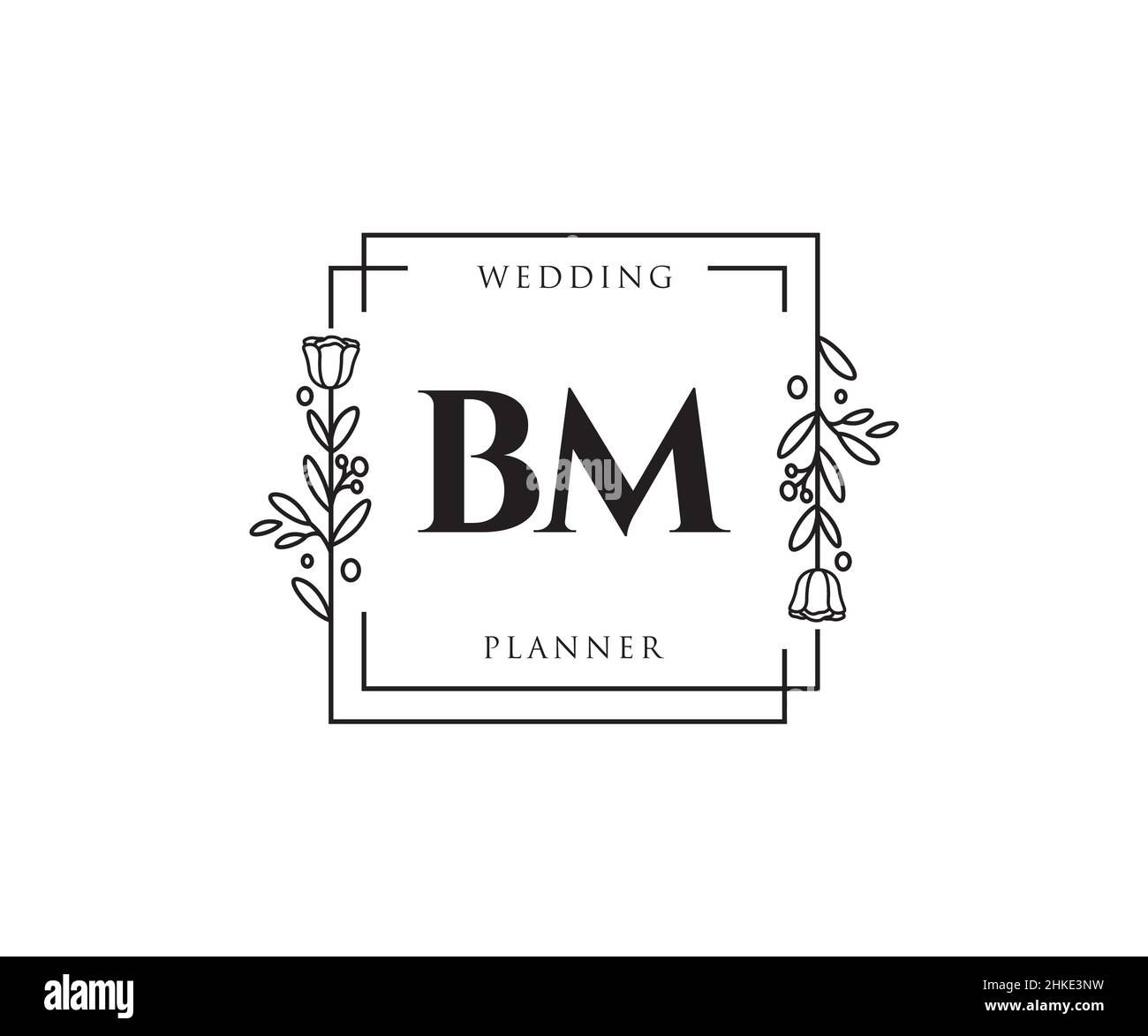 Logo BM féminin.Utilisable pour les logos nature, salon, Spa, cosmétique et Beauté.Elément de modèle de logo Flat Vector. Illustration de Vecteur