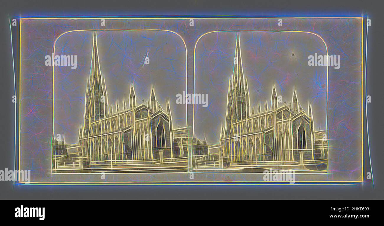 Inspiré par la vue sur l'église St James' à Londres, Trinity Church, Westbourne Terrace, vues sur Londres, Paddington, c. 1850 - c. 1880, imprimé albumine, hauteur 85 mm × largeur 170 mm, repensé par Artotop. L'art classique réinventé avec une touche moderne. Conception de lumière chaleureuse et gaie, de luminosité et de rayonnement de lumière. La photographie s'inspire du surréalisme et du futurisme, embrassant l'énergie dynamique de la technologie moderne, du mouvement, de la vitesse et révolutionne la culture Banque D'Images